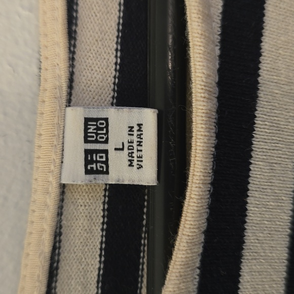 Uniqlo black & ivory cotton nautical stripe popover dress Size L - Picture 6 of 7